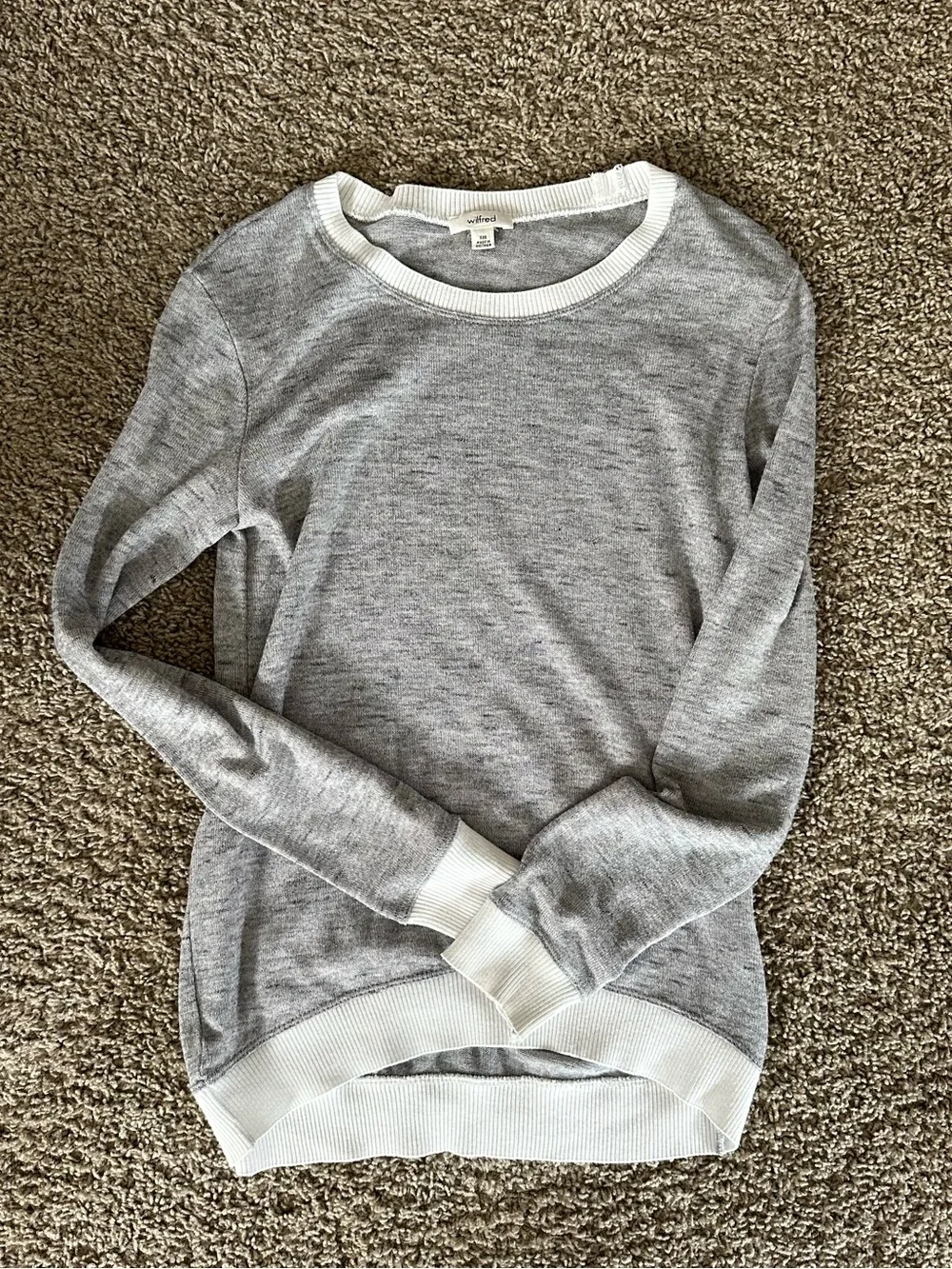Wilfred Gray and White Lightweight Crewneck Sweater - Picture 2 of 3